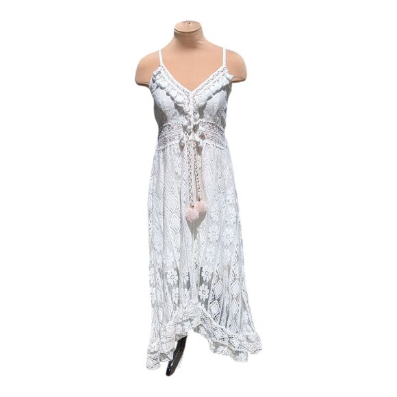 Cupshe Dresses & Skirts - Cupshe Ariya White Lace Crochet Sun Dress V-Neck Sleeveless Bohemian Beach Small